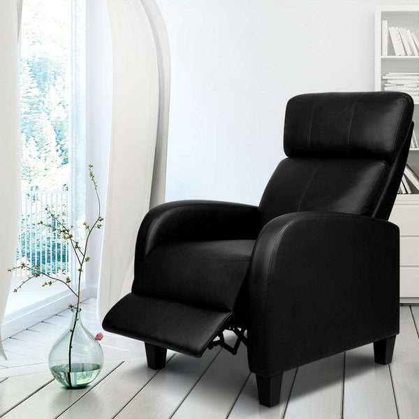 Artiss Pu Leather Reclining Armchair Black Furniture For Home And Garden Sofas Armchairs & Couches
