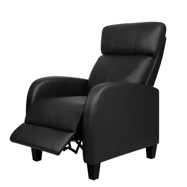 Artiss Pu Leather Reclining Armchair Black Furniture For Home And Garden Sofas Armchairs & Couches