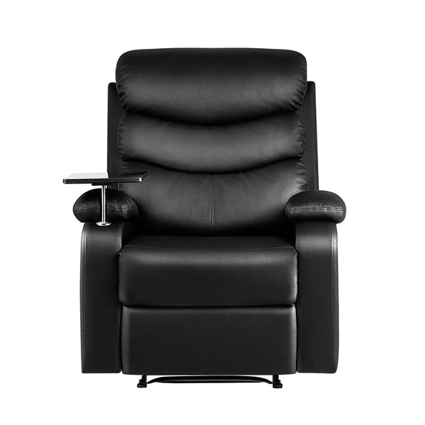 Artiss Recliner Chair Leather Black With Tray Table Furniture For Home And Garden Sofas Armchairs & Couches
