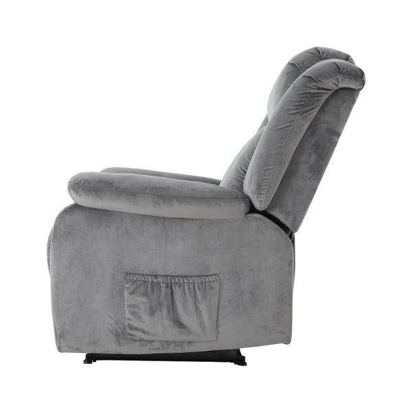Sofas Armchairs & Couches Artiss Recliner Chair Electric Massage Velvet Lounge Sofa Heated Grey