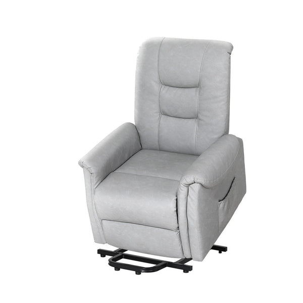 Artiss Recliner Chair Lift Assist Grey Leather Sofas Armchairs & Couches