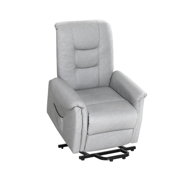 Artiss Recliner Chair Lift Assist Grey Leather Sofas Armchairs & Couches