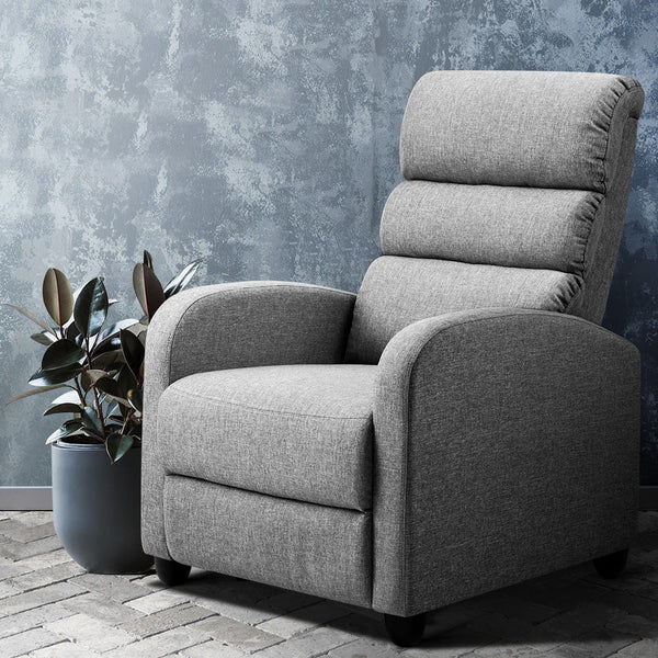Artiss Recliner Armchair Grey Fabric Bolivia Office Chairs