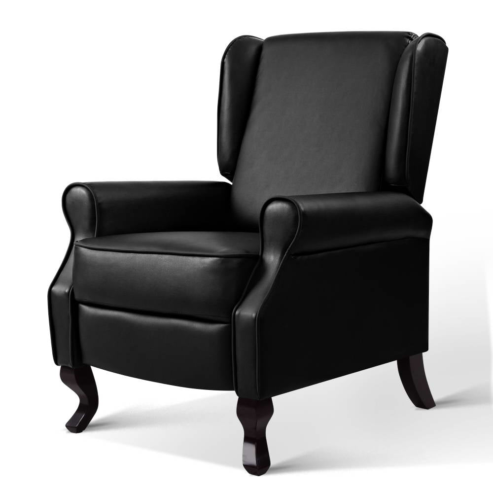 Artiss Recliner Armchair Black Faux Leather Domini Office Chairs