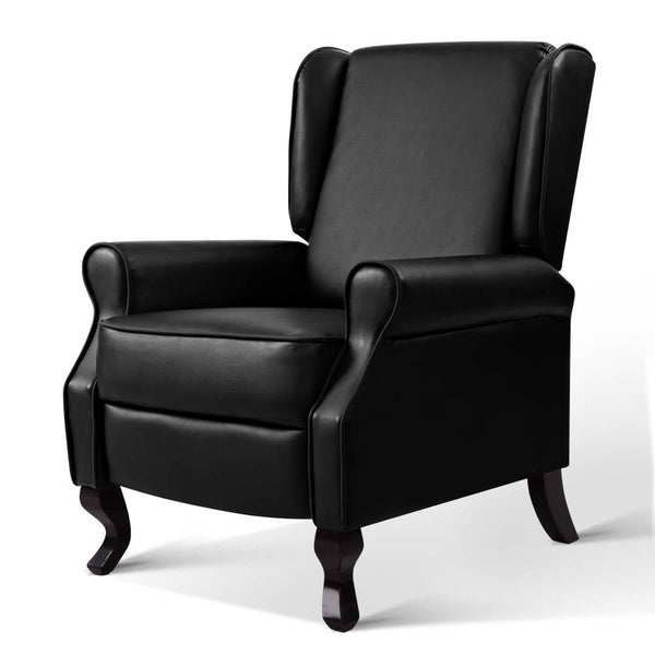 Artiss Recliner Armchair Black Faux Leather Domini Office Chairs