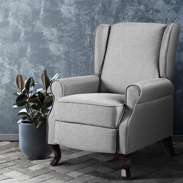 Artiss Recliner Armchair Grey Fabric Domini Office Chairs