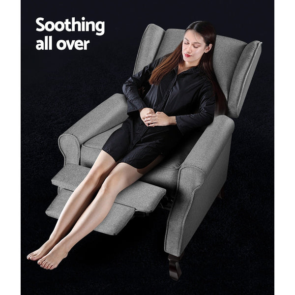 Artiss Recliner Armchair Grey Fabric Domini Office Chairs