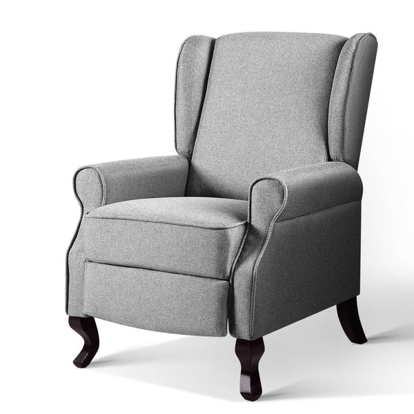 Artiss Recliner Armchair Grey Fabric Domini Office Chairs