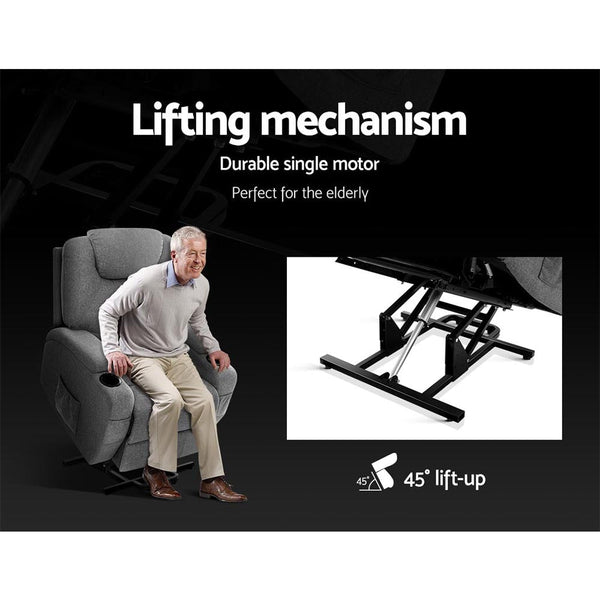 Artiss Recliner Chair Lift Assist Heated Massage Velvet Milio Office Chairs