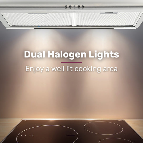 Eurochef 60Cm Fixed Stainless Steel Rangehood Quiet 3 Speed 4 Layer Dishwashable Filters Halogen Lights Efr60s Rangehoods
