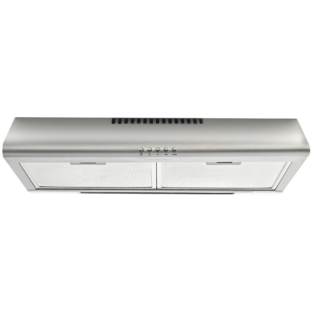Eurochef 60Cm Fixed Stainless Steel Rangehood Quiet 3 Speed 4 Layer Dishwashable Filters Halogen Lights Efr60s Rangehoods