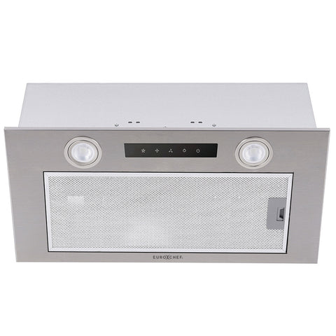 Eurochef 60Cm Undermount Rangehood Silver Quiet 3 Speed Layer Dishwashable Filter Led Lights Eur60n Rangehoods