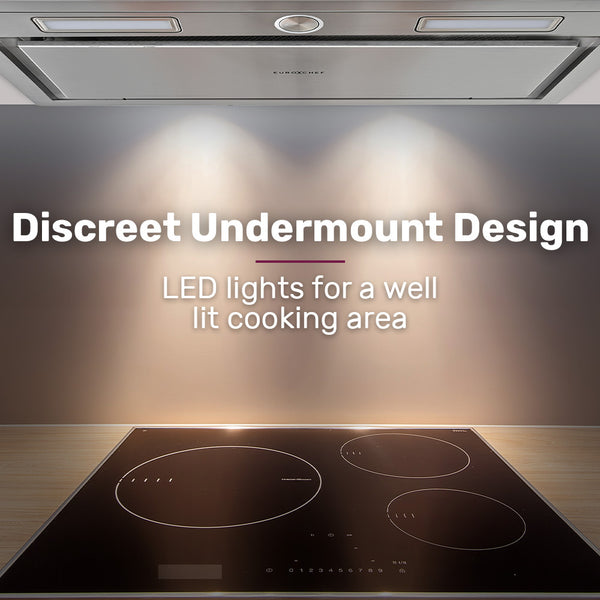 Eurochef 60Cm Undermount Rangehood Stainless Steel Quiet 3 Speed 3 Layer Dishwashable Filter Led Lights Eur60s Rangehoods