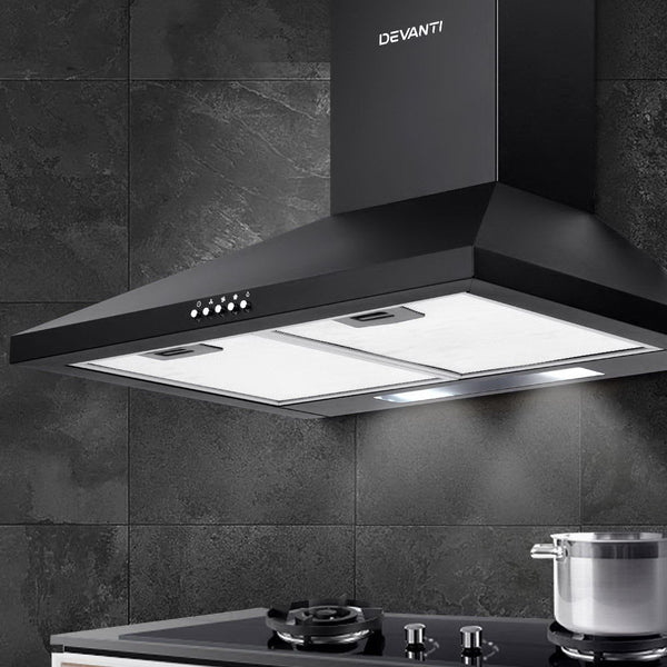 Devanti 600Mm Range Hood 60Cm Rangehood Black Rangehoods