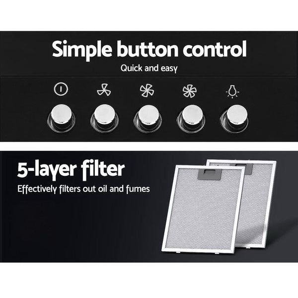 Devanti 600Mm Range Hood 60Cm Rangehood Black Rangehoods