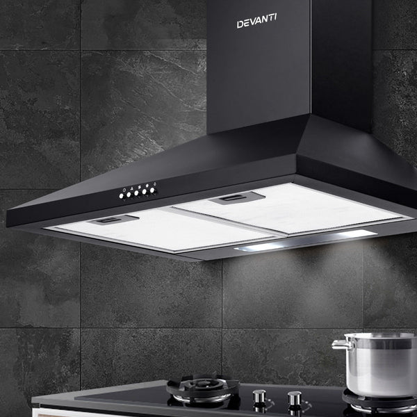 Devanti 600Mm Range Hood 60Cm Rangehood Black Rangehoods