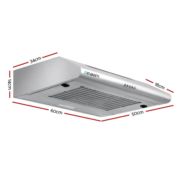 Devanti 600Mm Range Hood 60Cm Rangehood Stainless Steel Rangehoods