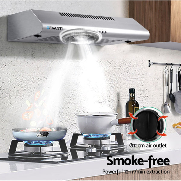 Devanti 600Mm Range Hood 60Cm Rangehood Stainless Steel Rangehoods