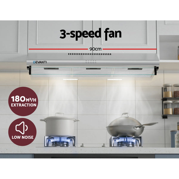 Devanti 900Mm Range Hood 90Cm Rangehood Stainless Steel Rangehoods