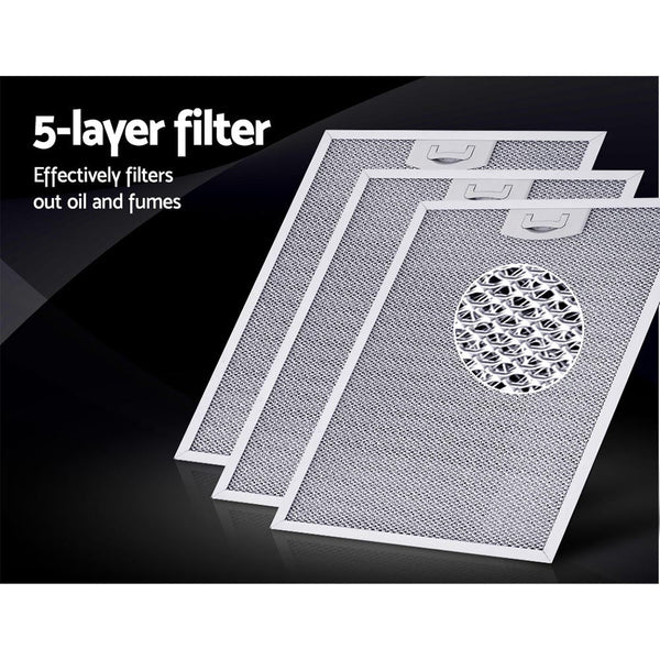 Devanti 900Mm Range Hood 90Cm Rangehood Glass Stainless Steel Rangehoods