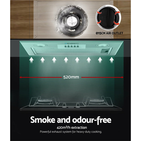 Devanti 520Mm Range Hood 52Cm Rangehood Stainless Steel Rangehoods