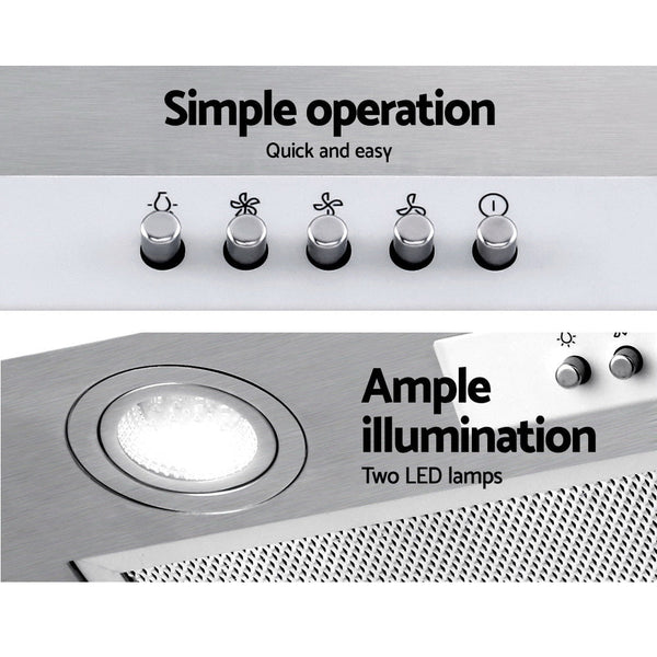 Devanti 520Mm Range Hood 52Cm Rangehood Stainless Steel Rangehoods