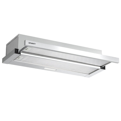 Devanti 900Mm Range Hood 90Cm Slide Out Rangehood Stainless Steel Rangehoods