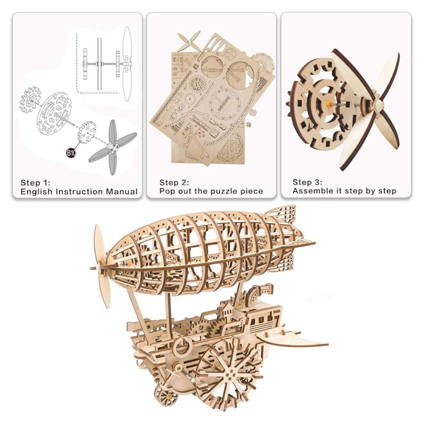 Robotime Rokr 3D Wooden Air Vehicle Jigsaw Puzzle Model Kit Laser Cutting Toys Puzzles