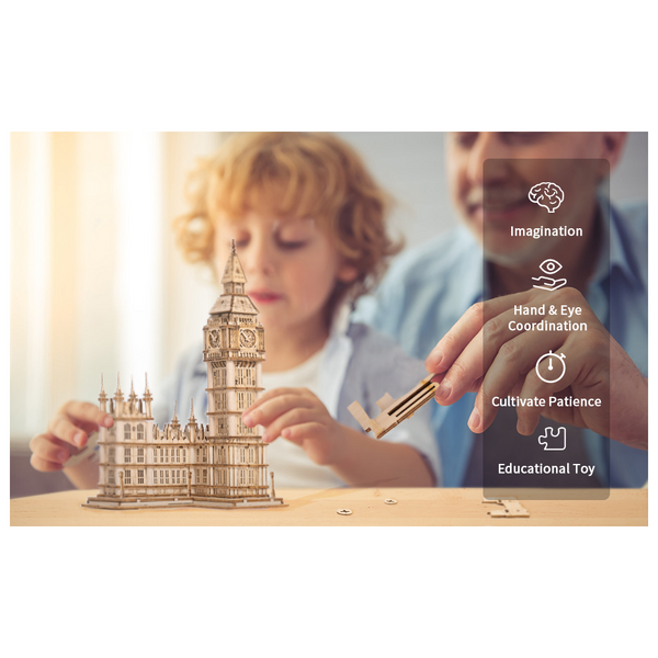 Robotime Rokr 3D Wooden Puzzle Diy Big Ben Toys With Led Light For Teens Xmas Gifts Tg507 Puzzles