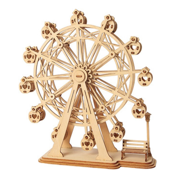 Robotime Rolife Ferris Wheel Woodcraft Construction Kit Modular Mechanical Model 3D Wooden Puzzle For Self Assembly Toy Gift Kids Teens And Adult Tg40