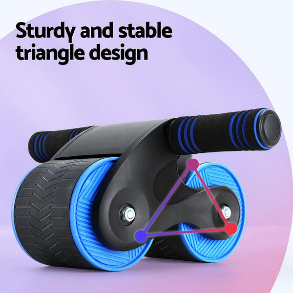 Everfit Ab Roller Automatic Rebound Abdominal Wheel Fitness Equipment Blue Abdominal Machines