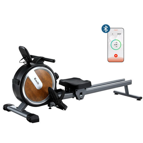 Everfit Magnetic Rowing Machine For Home Sports And Fitness With App Connect Walnut Rowing Machines