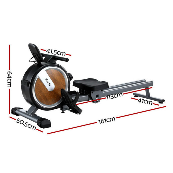 Everfit Magnetic Rowing Machine For Home Sports And Fitness With App Connect Walnut Rowing Machines