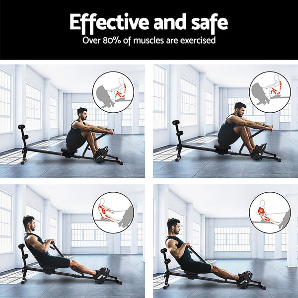 Everfit Hydraulic Rowing Machine Rower 12 Levels Resistance Exercise Fitness Gym Cardio Rowing Machines