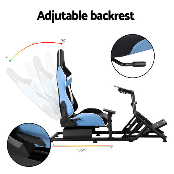 Artiss Racing Simulator pit Steering Wheel Gaming Chair Blue Other Video Game Accessories