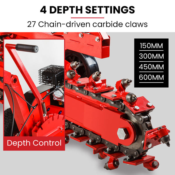Baumr Ag Trencher 600Mm / 24" Ditch Digger 4 Stroke Petrol Chain Driven Post Hole Diggers & Augers