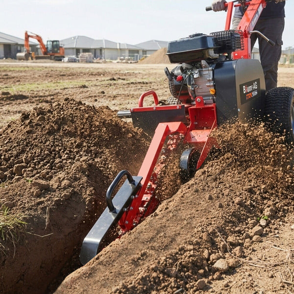 Baumr Ag Trencher 600Mm / 24" Ditch Digger 4 Stroke Petrol Chain Driven Post Hole Diggers & Augers