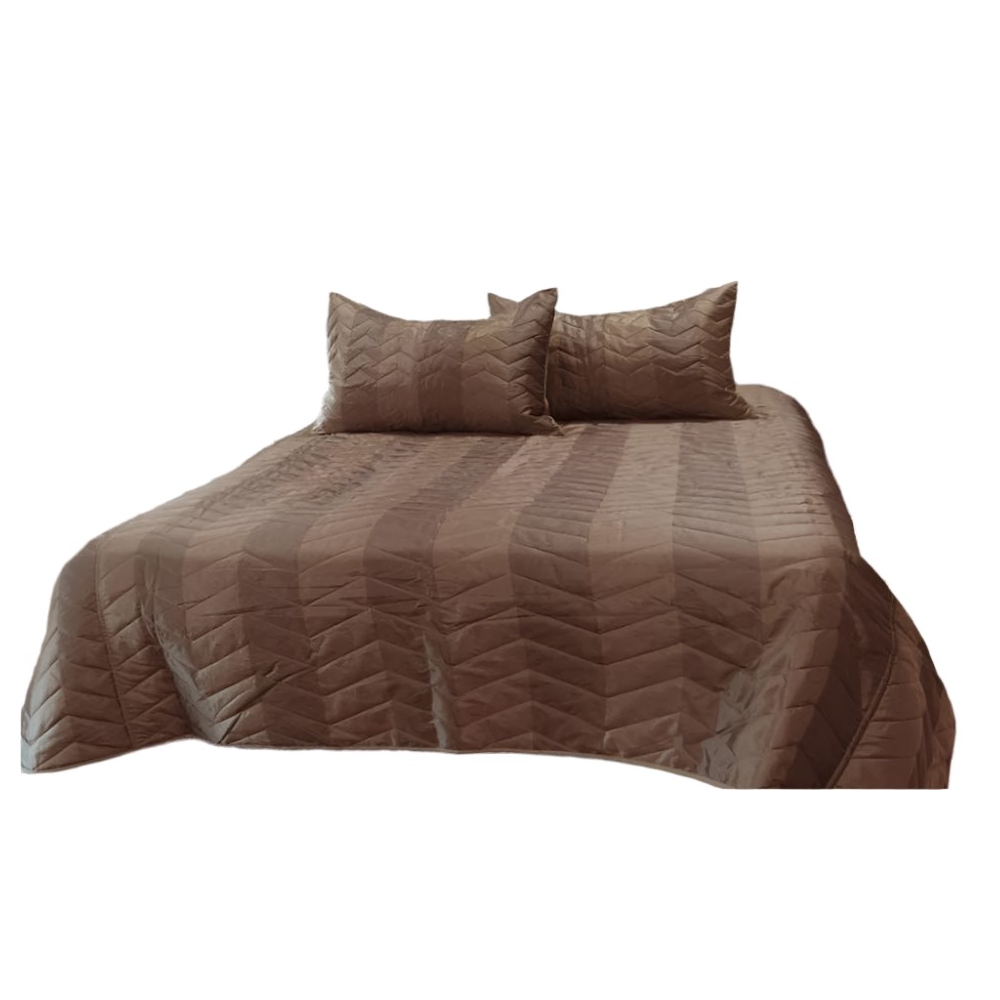 Rapee Faux Silk Coverlet Set Zig Zag Brown Queen Queen Doonas