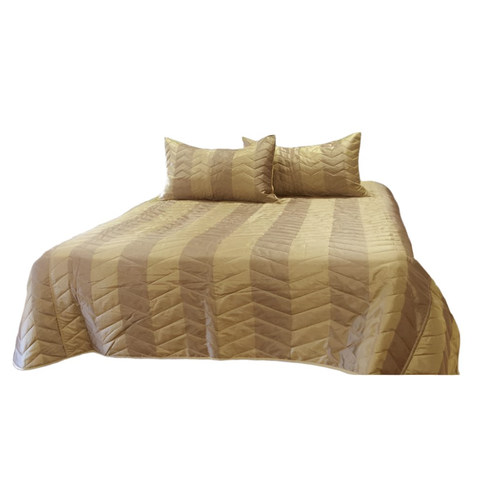 Rapee Faux Silk Coverlet Set Zig Zag Gold Queen Queen Doonas