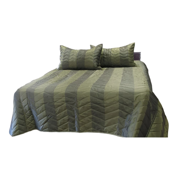 Rapee Faux Silk Coverlet Set Zig Zag Sage Queen Queen Doonas