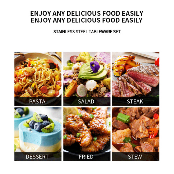 Elosung Silver Color Premium 24 Piece Stainless Steel Cutlery Set Elegant Golden Steak Knife Fork And Spoon In Luxury Gift Box Cutlery Sets