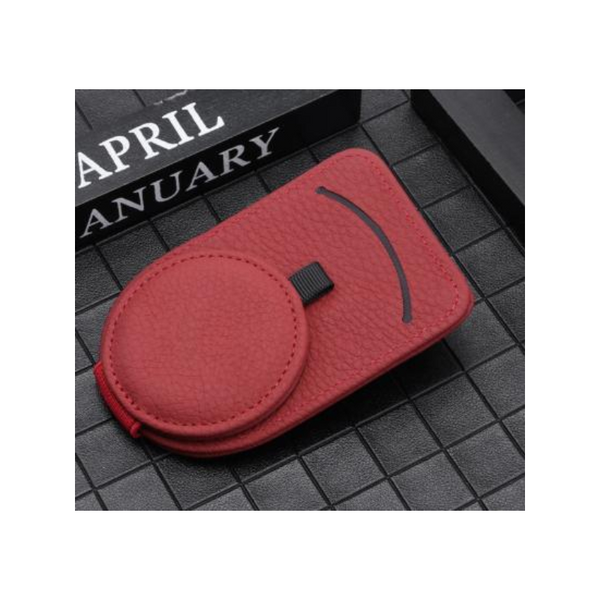 Elosung Red Multifunctional Car Sun Visor Glasses Clip With Card Holder Compact Convenient Sun Visors