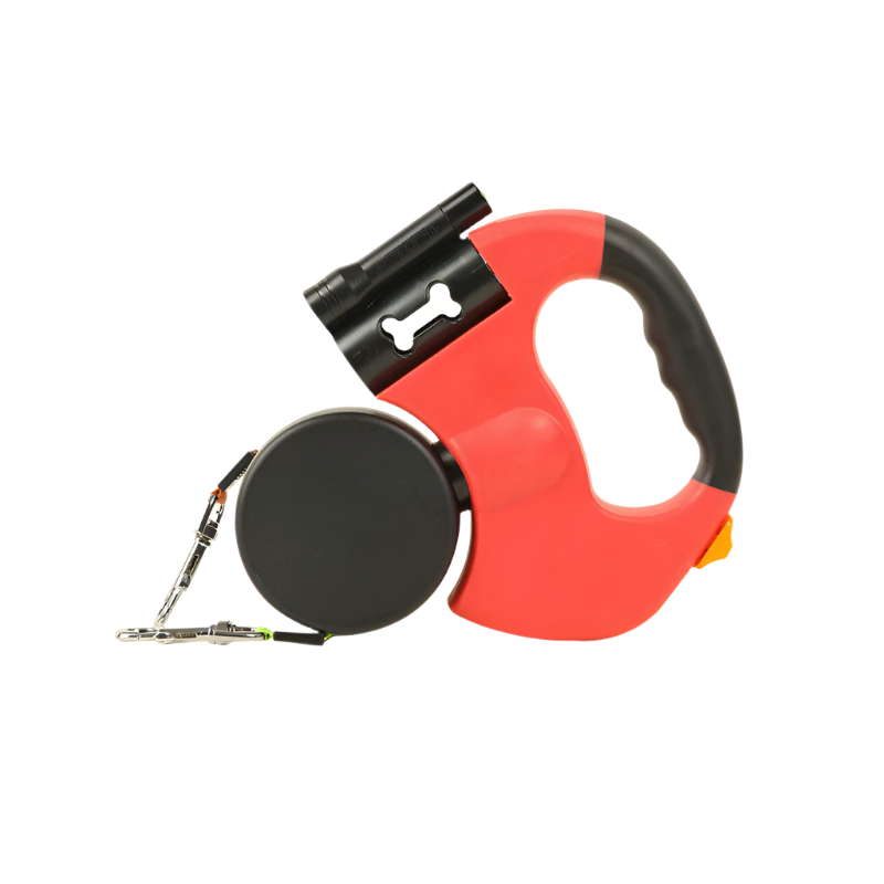 Red Replaceable Battery Dog Leash With Flashlight Ideal For Night Walks Suitable Small To Large Breeds Leads & Head Collars