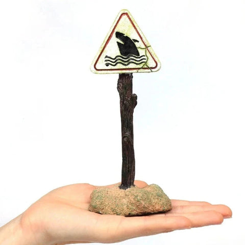 Resin Aquarium Decoration Ornaments Artificial Shark Warning Sign For Fish Tank Aquariums