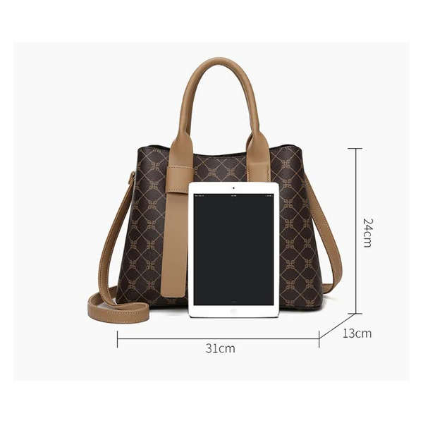Elosung Off White And Brown Retro Fashion Handbag Elegant Tote With Large Capacity For Work Daily Use Women's Bags & Handbags