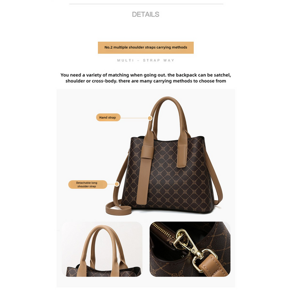 Elosung Off White And Blue Retro Fashion Handbag Elegant Tote With Large Capacity For Work Daily Use Women's Bags & Handbags