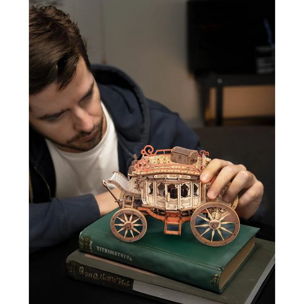 Robotime Rokr Stagecoach Music Box 3D Wooden Puzzle Gift Hobby Stem Kits Model Puzzles