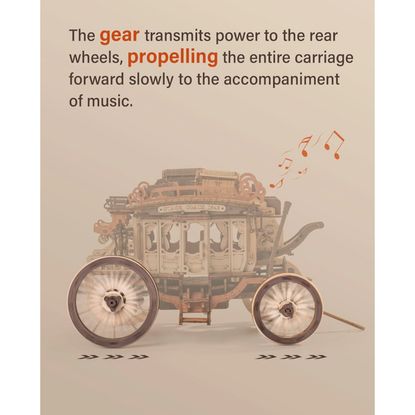 Robotime Rokr Stagecoach Music Box 3D Wooden Puzzle Gift Hobby Stem Kits Model Puzzles