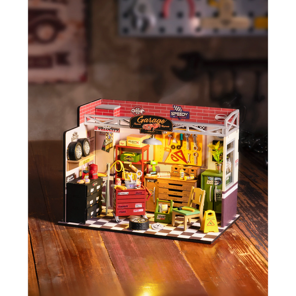 Rolife Dollhouse Miniature House Kit Diy Garage Workshop Led Light Decorative Wooden Craft Gifts Children Puzzles