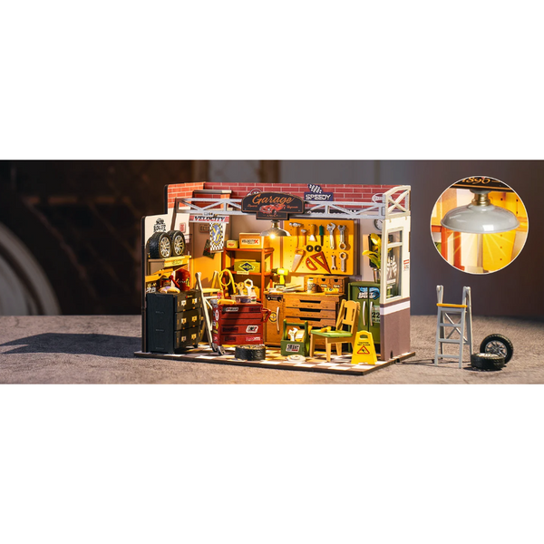 Rolife Dollhouse Miniature House Kit Diy Garage Workshop Led Light Decorative Wooden Craft Gifts Children Puzzles